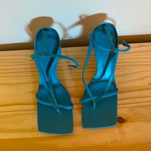 Bottega Veneta Multi Strap Stretch High Heel Sandals - Blue